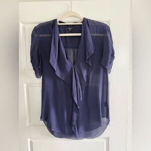 Aritzia Navy Sheer Blouse Top, XS